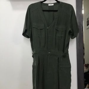 Equipment Army Green Silk Dress Size Large